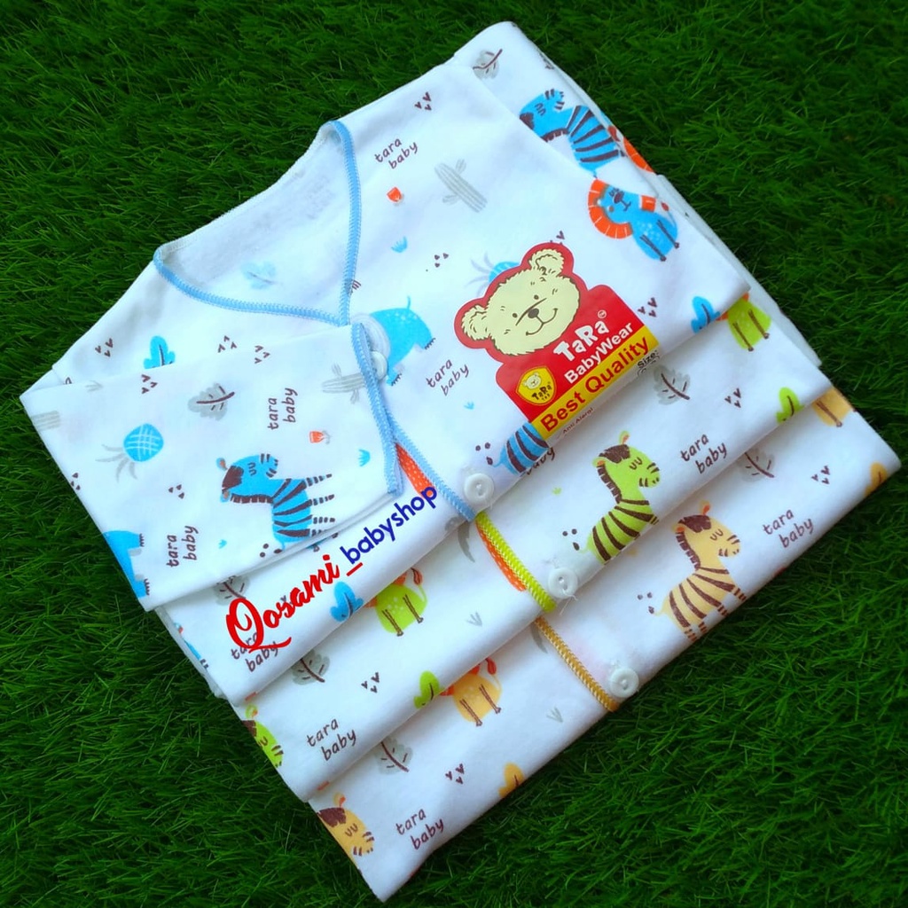 TARA 3 pcs Baju Kancing Putih Panjang Bayi Newborn Motif Print SNI