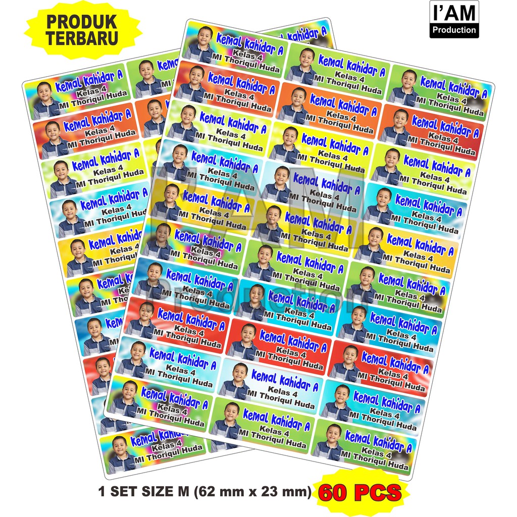 Stiker Label Nama Name Sticker Waterproof Anti Air Gold Emas Golden