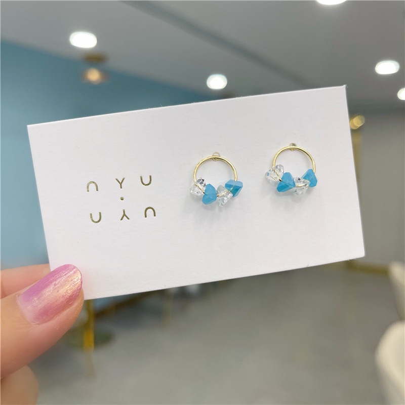 Anting Kristal Bahan 925 Silver Gaya Jepang Dan Korea Untuk Wanita