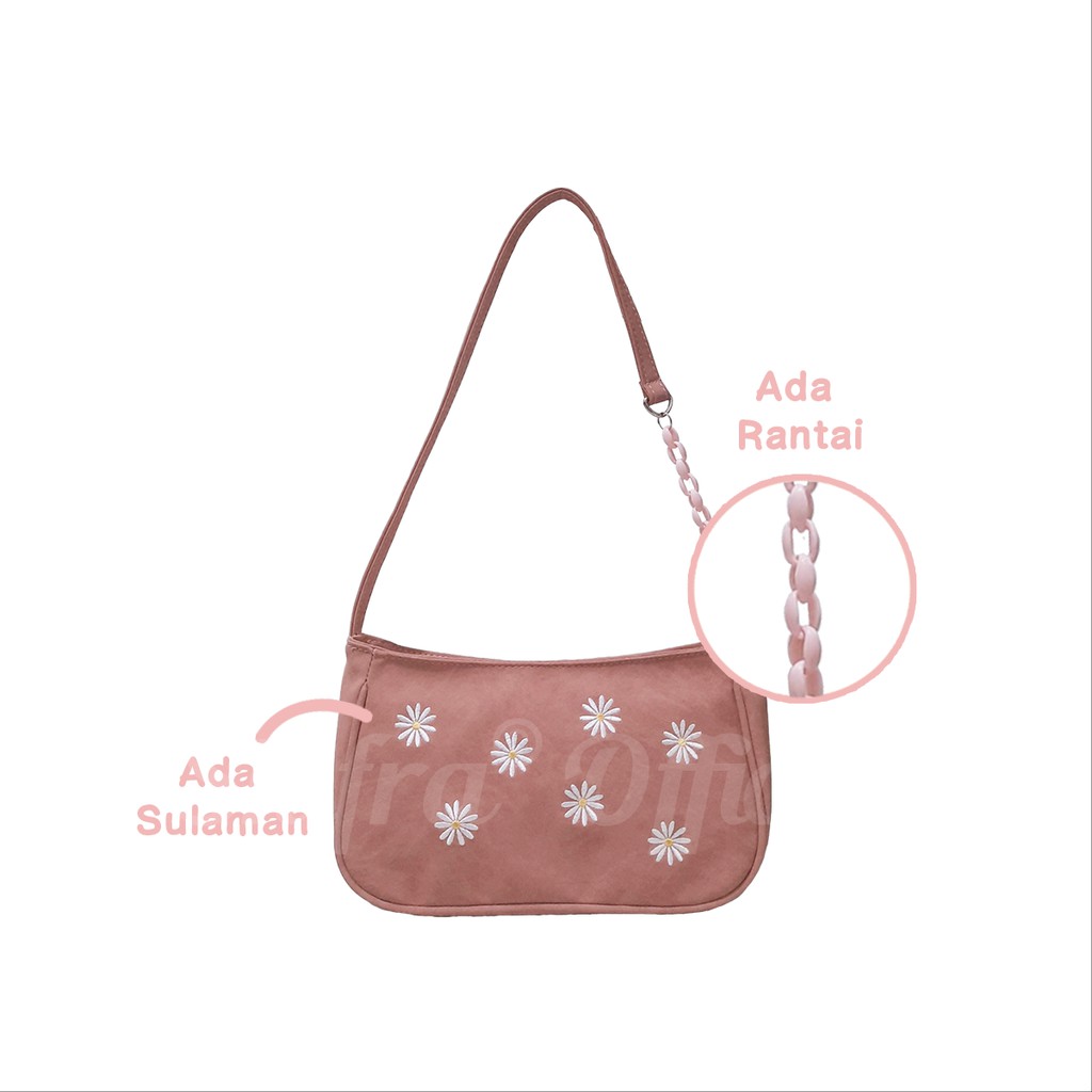 TAS PUNDAK SHOULDER BAG WANITA BUNGA COKLAT PINK SHIFRA