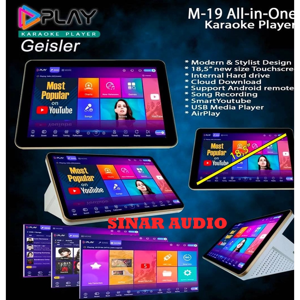 PLAYER KARAOKE GEISLER PLAY M19 - M 19 YOUTUBE TOUCHSCREEN