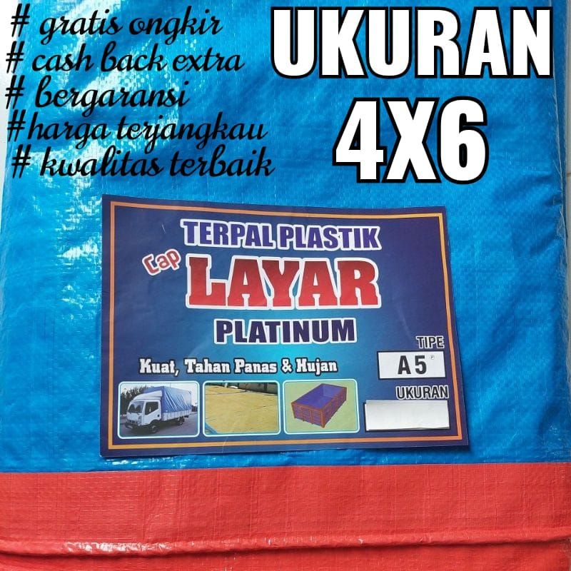 TERPAL PLASTIK A5 UKURAN 4x6 CAP LAYAR