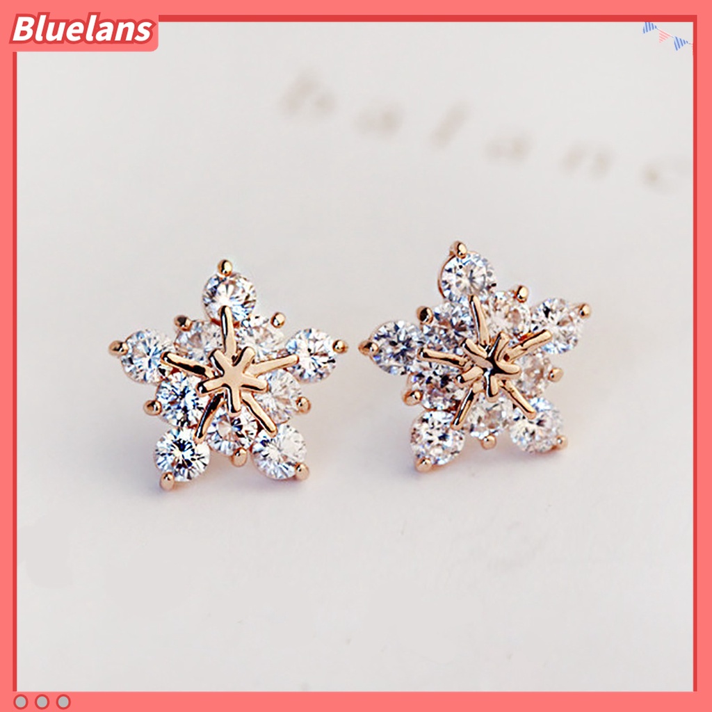 Anting Stud Desain Bunga Kelopak Lima Bahan Alloy Untuk Aksesoris Perhiasan Kencan