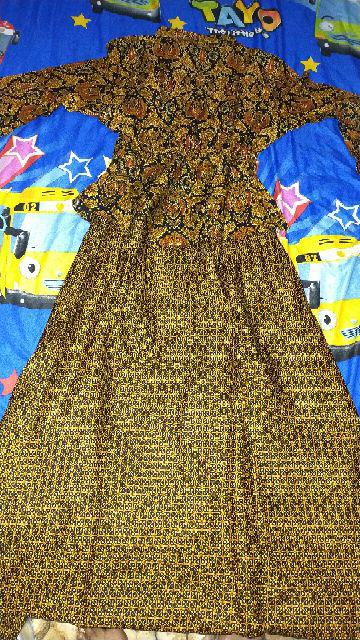 Ms Gamis Batik Sriwedari Maxi Bumil/busui Katun Sogan Manggar Padi