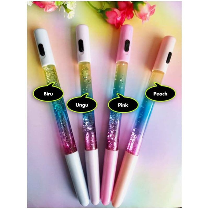 

Pulpen Gel Lampu dengan Gliter Warna Warni