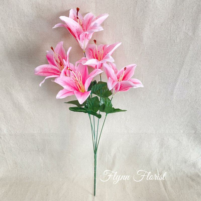 Bunga Tiger Lily X5 (satuan) Bunga Artificial / Bunga Plastik / Bunga Dekorasi / Pernikahan-Pink