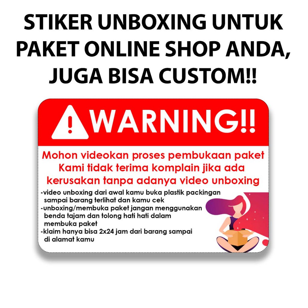 Stiker Unboxing Peringatan Sticker Label Pengiriman Olshop Stiker Unboxing Peringatan Sticker Label Pengiriman Olshop