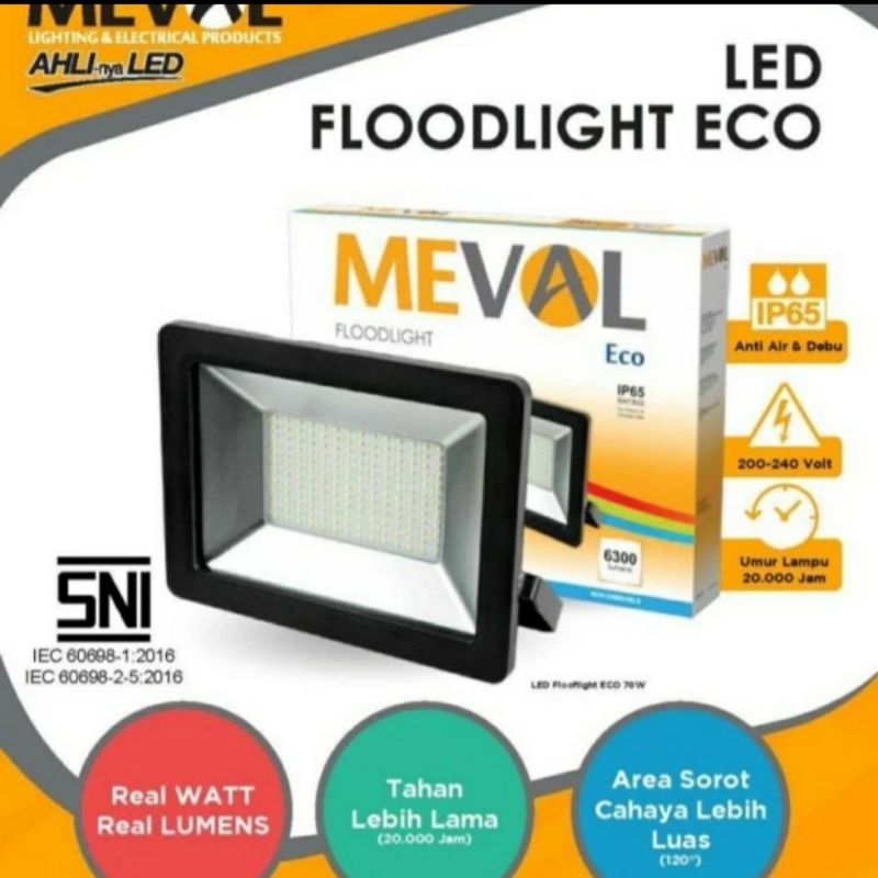 Meval Floodlight Led Eco 100W. Lampu led sorot 100Watt. Flood light outdoor