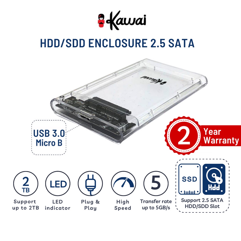 iKawai 2139U3 Enclosure SSD HDD Case 2.5 USB 3.0 External Casing SATA Compatible Hard Drive Enclosure Eksternal Case Orico 2139U3