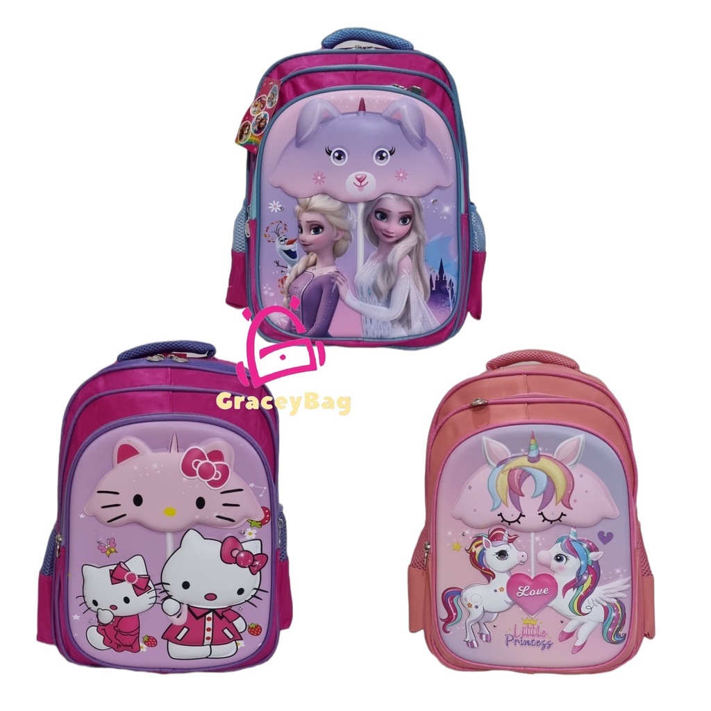 GB-47176G Tas Ransel Embos + Lampu LED Anak Perempuan SD