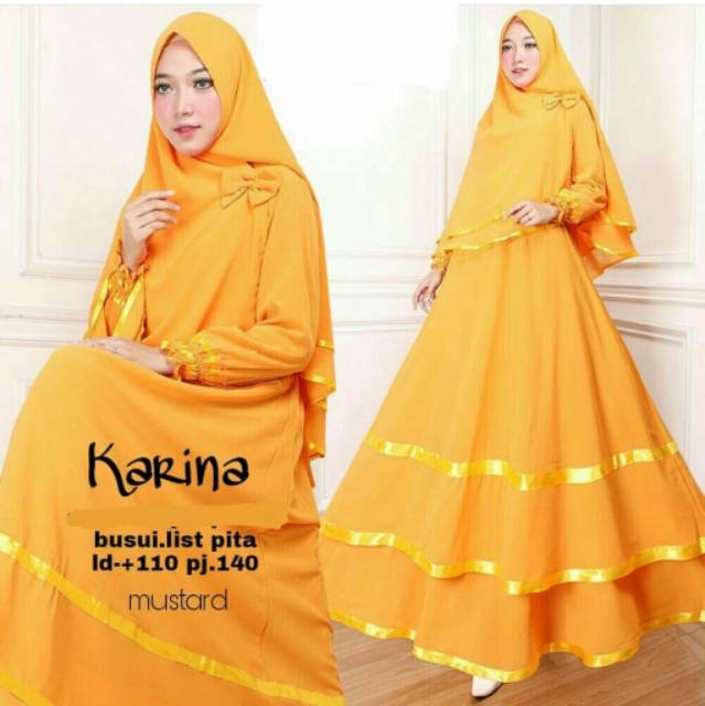 A HIJAB SYARI KARINA / MAXI DRESS MUSLIM CANTIK KEKINIAN / GAMIS SYAR'I JUMBO BUSUI MURAH TERLARIS