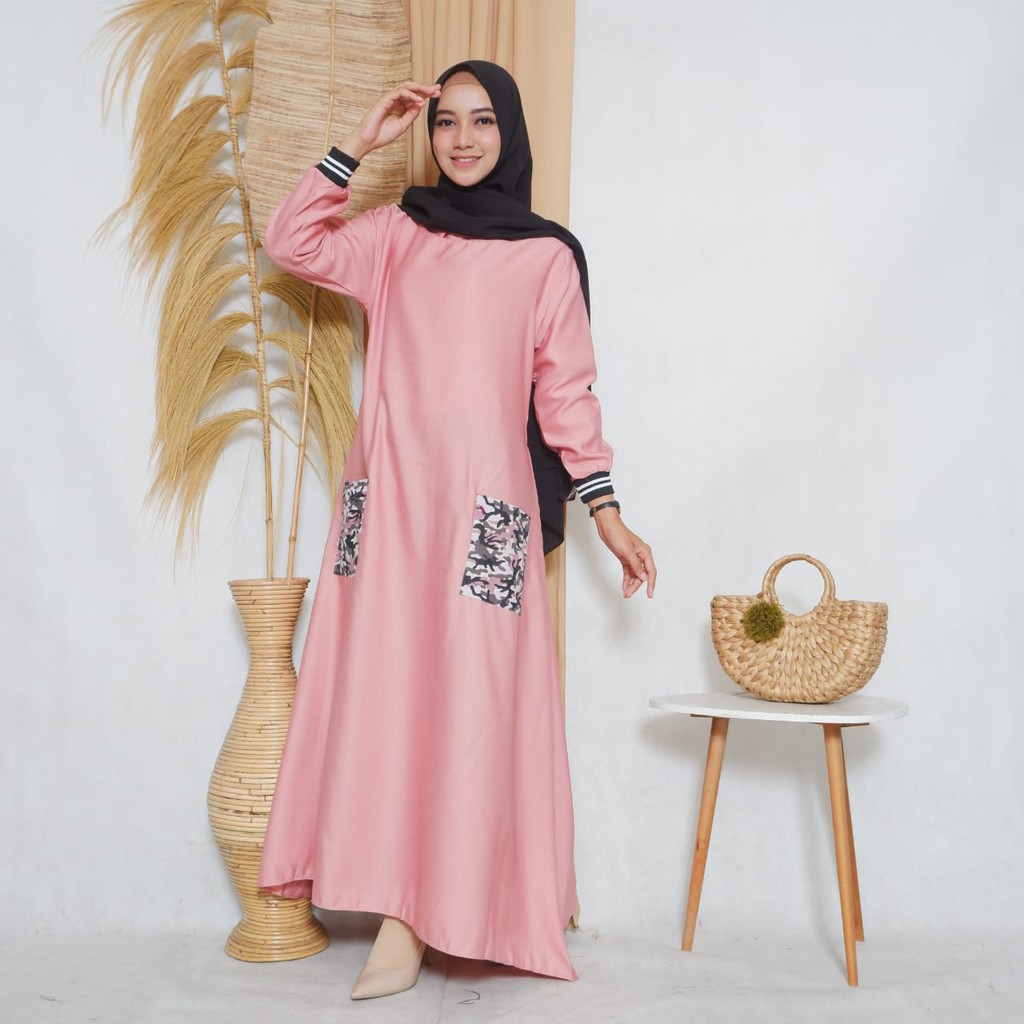 GAMIS WANITA Muslimah Over Size | Gamis Wanita Saku Army