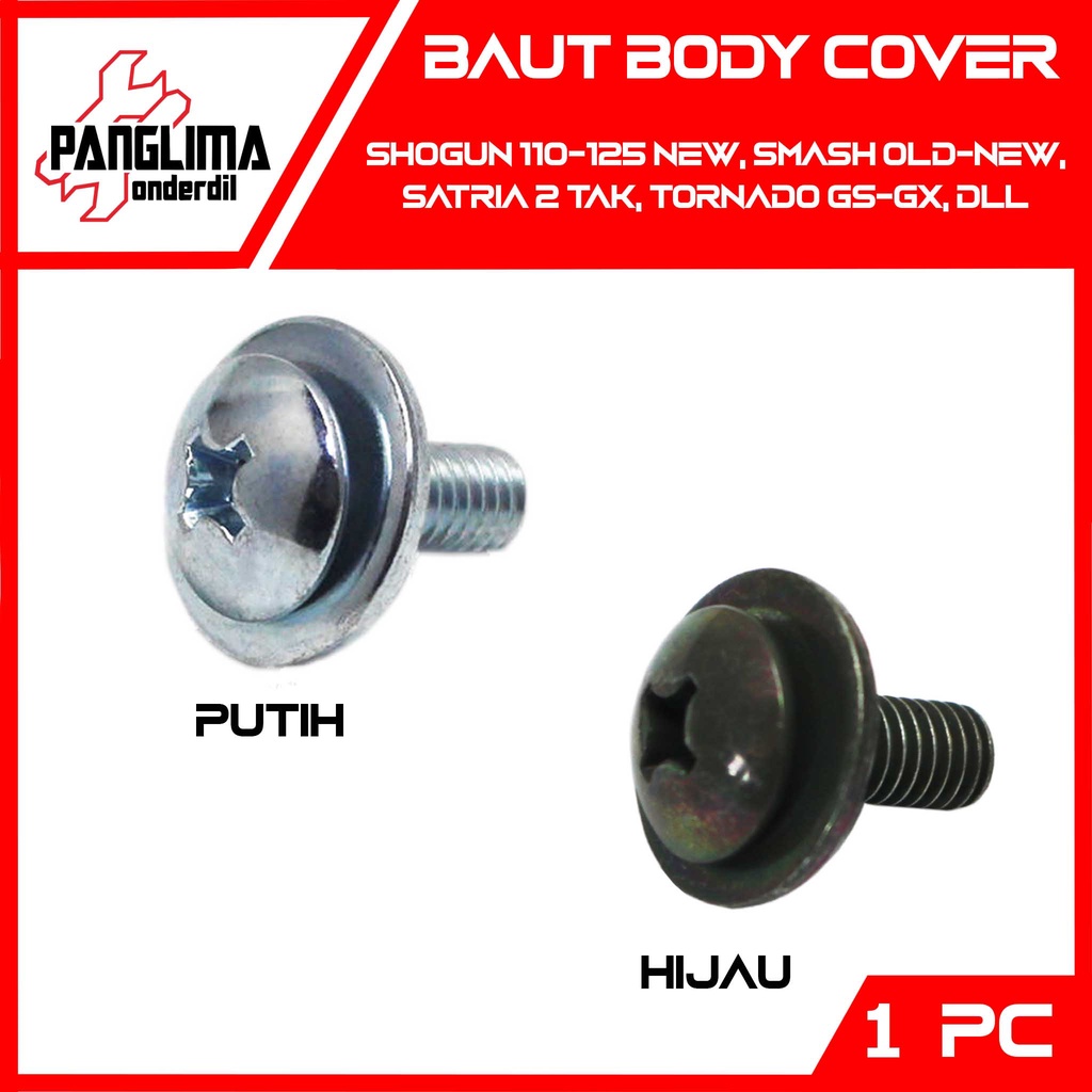 Baut Body Cover Suzuki M6x14 Shogun 110-125 New-Smash Lama-Old-New-Satria 2 Tak-Tornado GS-GX-RC 80-100-110 Cyrstal-RGR-TSR-TS Baud Bodi 6x14