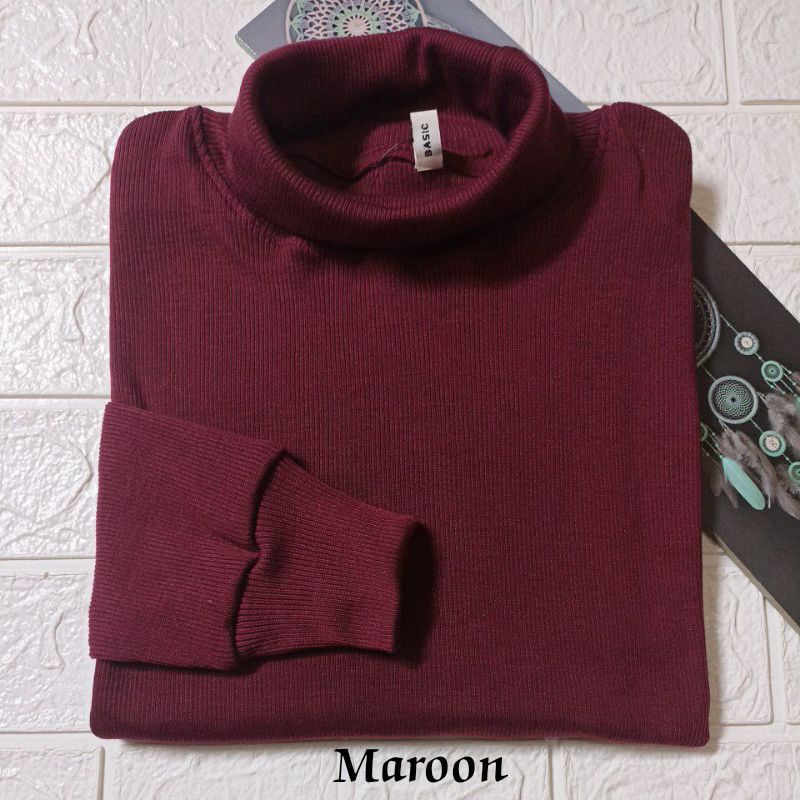 KAOS WANITA RIB TURTLENECK/H&amp;M PREMIUM/LENGAN PANJANG ALLSIZE - 75KG