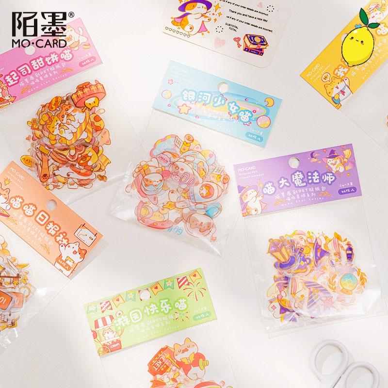 

Stiker Kucing Lucu Momo Meow Planet Flake Stickers Set