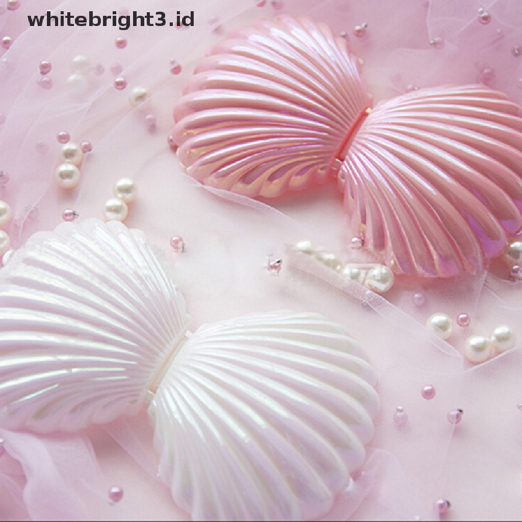 (whitebright3.id) Kotak Organizer Perhiasan Cincin / Kalung / Anting Bentuk Kerang Untuk Hadiah