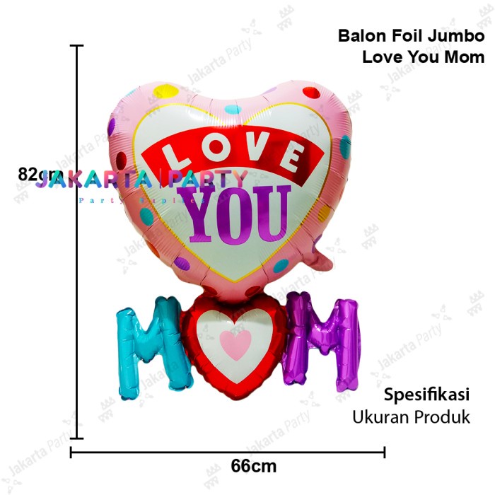 Balon Foil love Susun Love You Mom JUMBO / Balon Foil Love You Mom