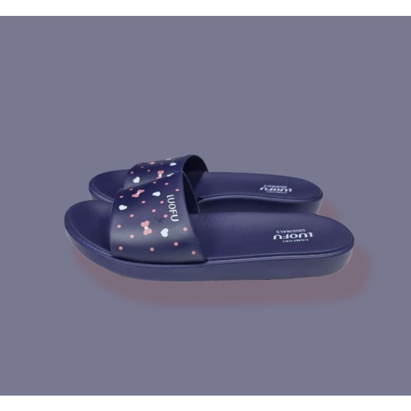 SANDAL SLOP WANITA SANDAL SLOP MOTIF  WANITA TERBARU SANDAL SLIP ON WANITA LUOFU TRENDY KEKINIAN NYAMAN