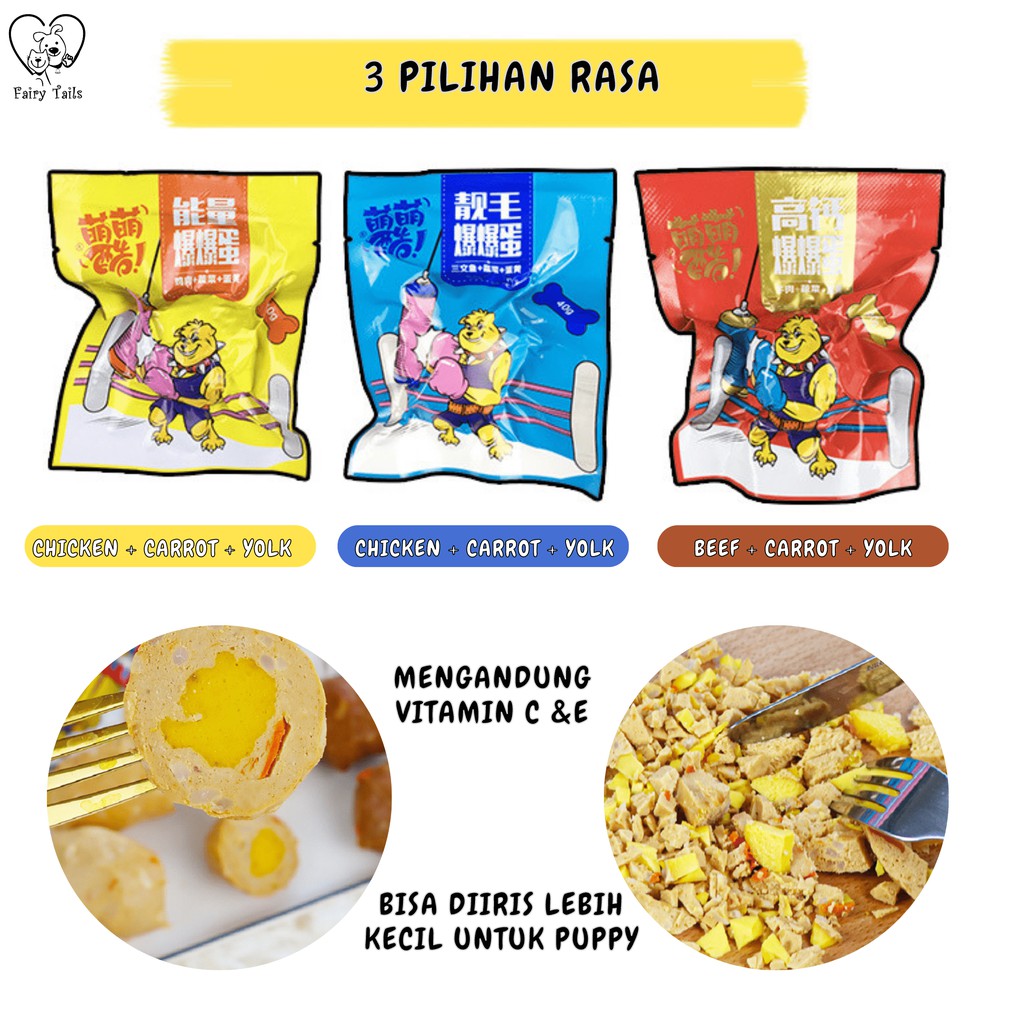 Snack Bakso Cemilan Makanan Anjing Doggy Dog  Meatball Snack Baso 40 gr Treat Chicken Beef Salmon | Snack Anjing Fresh Meat Baso Sejenis Alternative Prama Dog Food