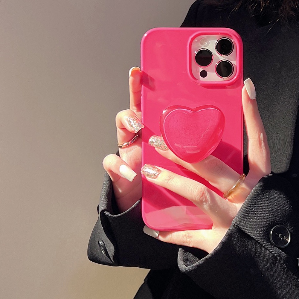 Soft Case TPU Motif Hati 3D Warna Polos Untuk Iphone 7 8 PLUS X XR XS 11 12 13 14 Mini PRO MAX SE 2020