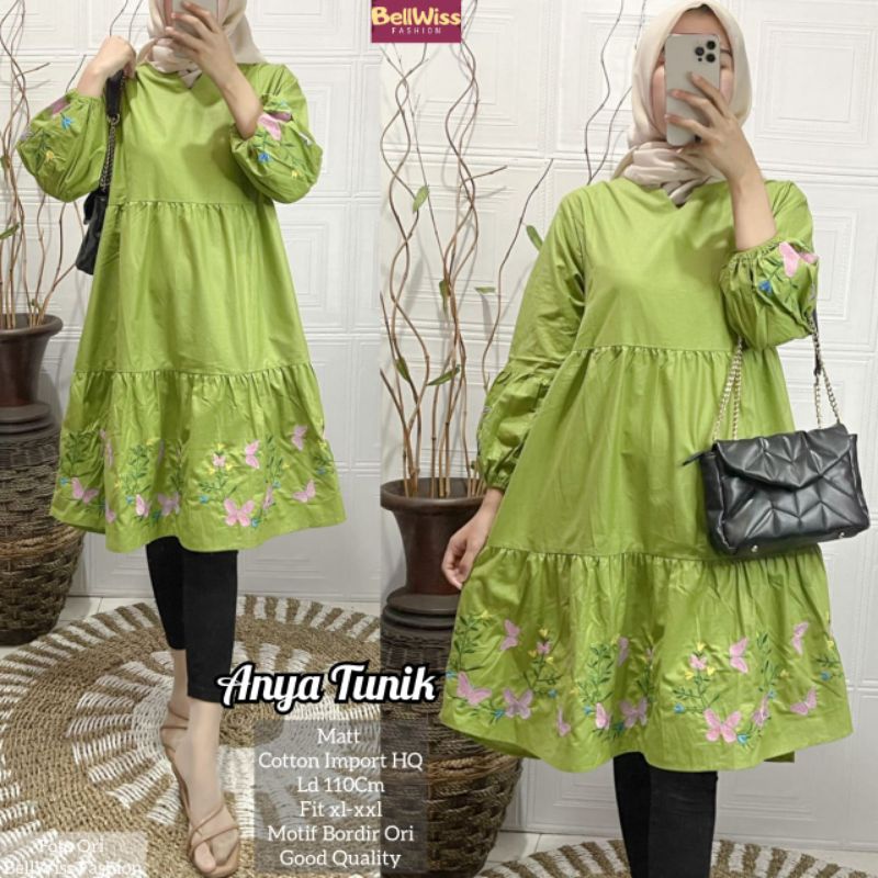 Anya tunik/atasan wanita bahan katun bordir ori