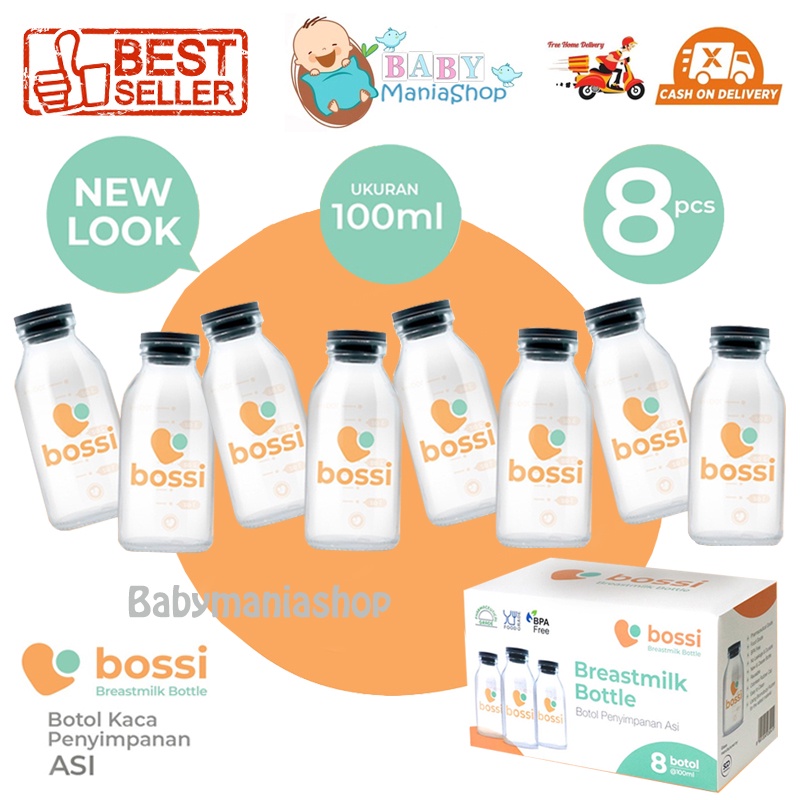 Botol ASI BOSSI Kaca 50ml 100ml isi 8 botol asi ASIP ASI Perah BPA FREE Termurah BKA Babymaniashop