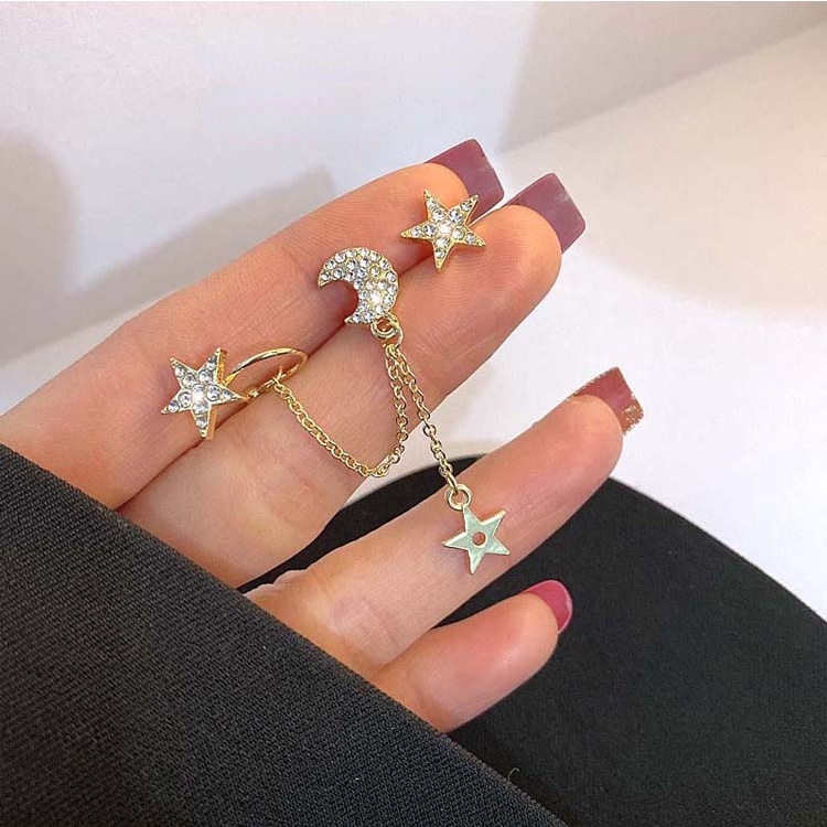 Korean Temperament Star Ear Bone Clip Earrings Fashion Niche Personality Earrings S925 Silver Needle For women Jewelry