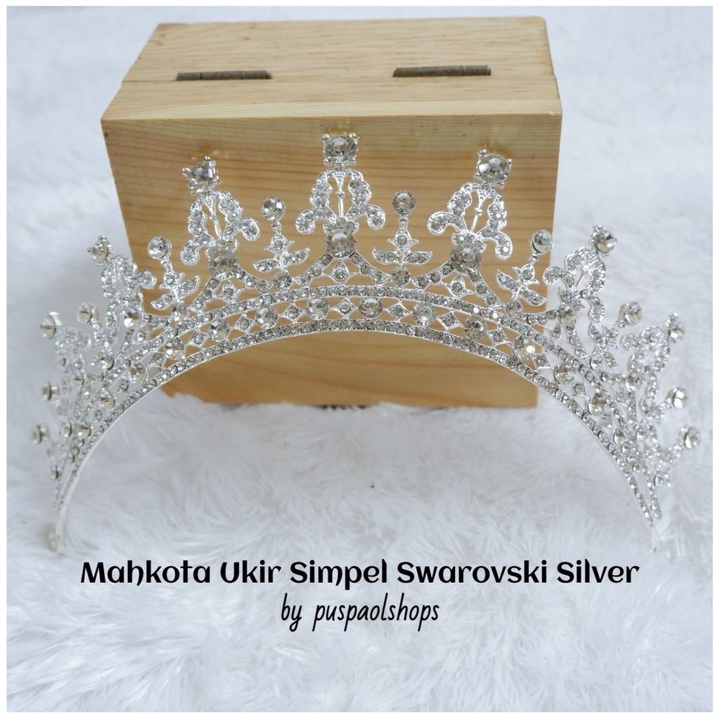 Mahkota/Tiara Ukir Simpel Swarovski Silver