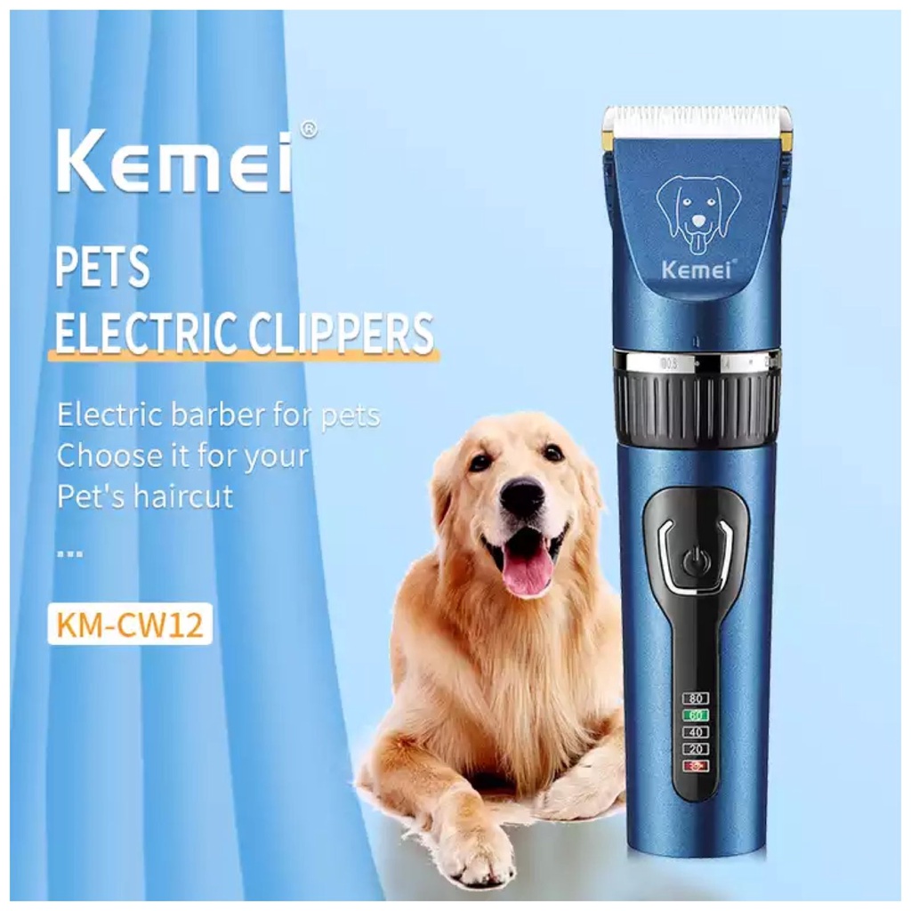 Alat Cukur Rambut KM CW 12 Pet Clipper Bulu Hewan Anjing Kucing Kelinci Rechargeable  Mesin Pemotong Bulu Elektrik Cukuran Kemei KM CW12