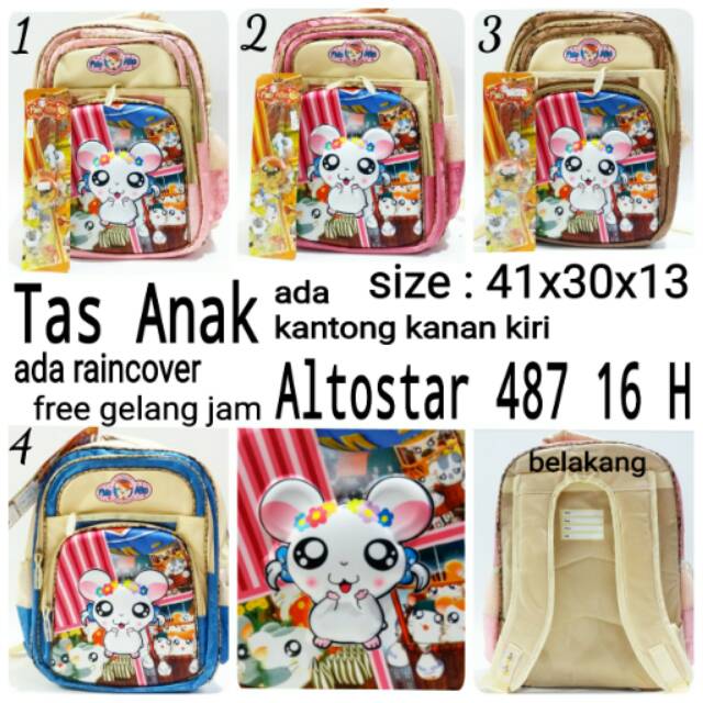 Tas Anak altostar 487 16 H tas ransel sekolah anak murah gambar Hamster Hamtaro