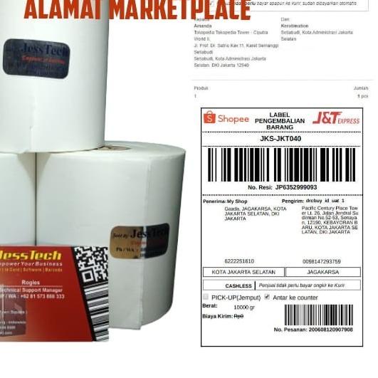 

LABEL BARE 100 X 150 mm KERTAS STICKER DIRECT THERMAL 250 pcs