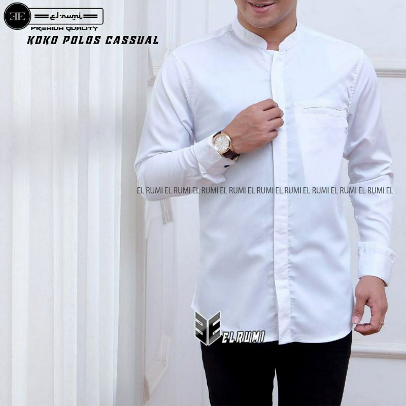 baju koko habaib polos lengan panjang