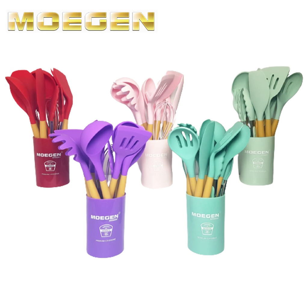12 pcs MOEGEN silicone kitchen utensils set / spatula silicone / sodet silicone / utensils turner