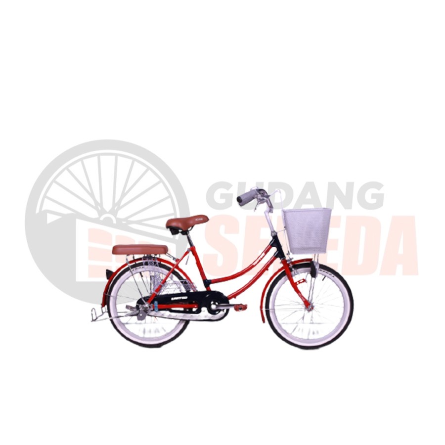 Sepeda Anak Perempuan United 20 Class X 20 Inch Keranjang dan Boncengan Garansi Termurah-Red Black