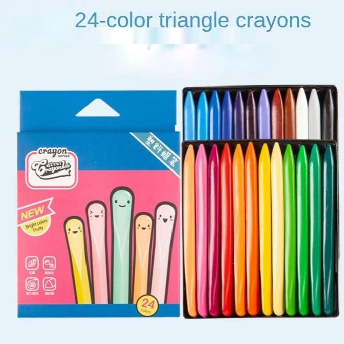 

Nu - Triangular Crayon Non Toxic Isi 24Pcs - Crayon Waterproof