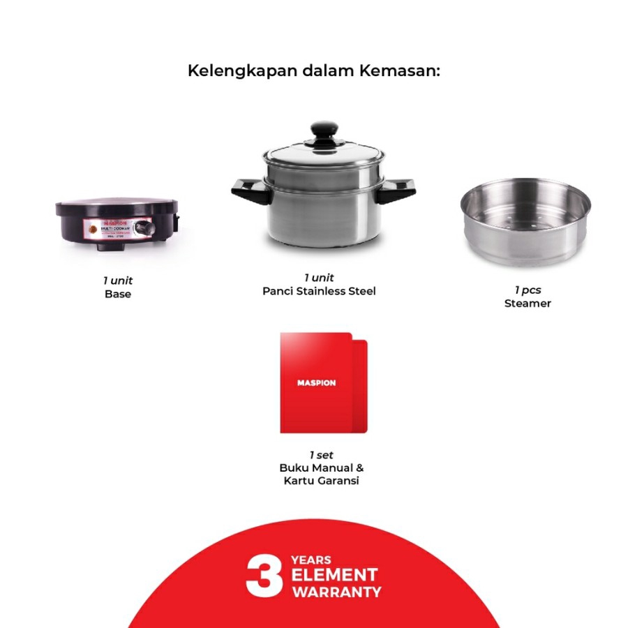 Panci Mug Listrik Maspion Multi Cooker MEC 2750 - MEC2750 0,7 Liter Kukusan Pengukus Steamer Elektrik 0.7L