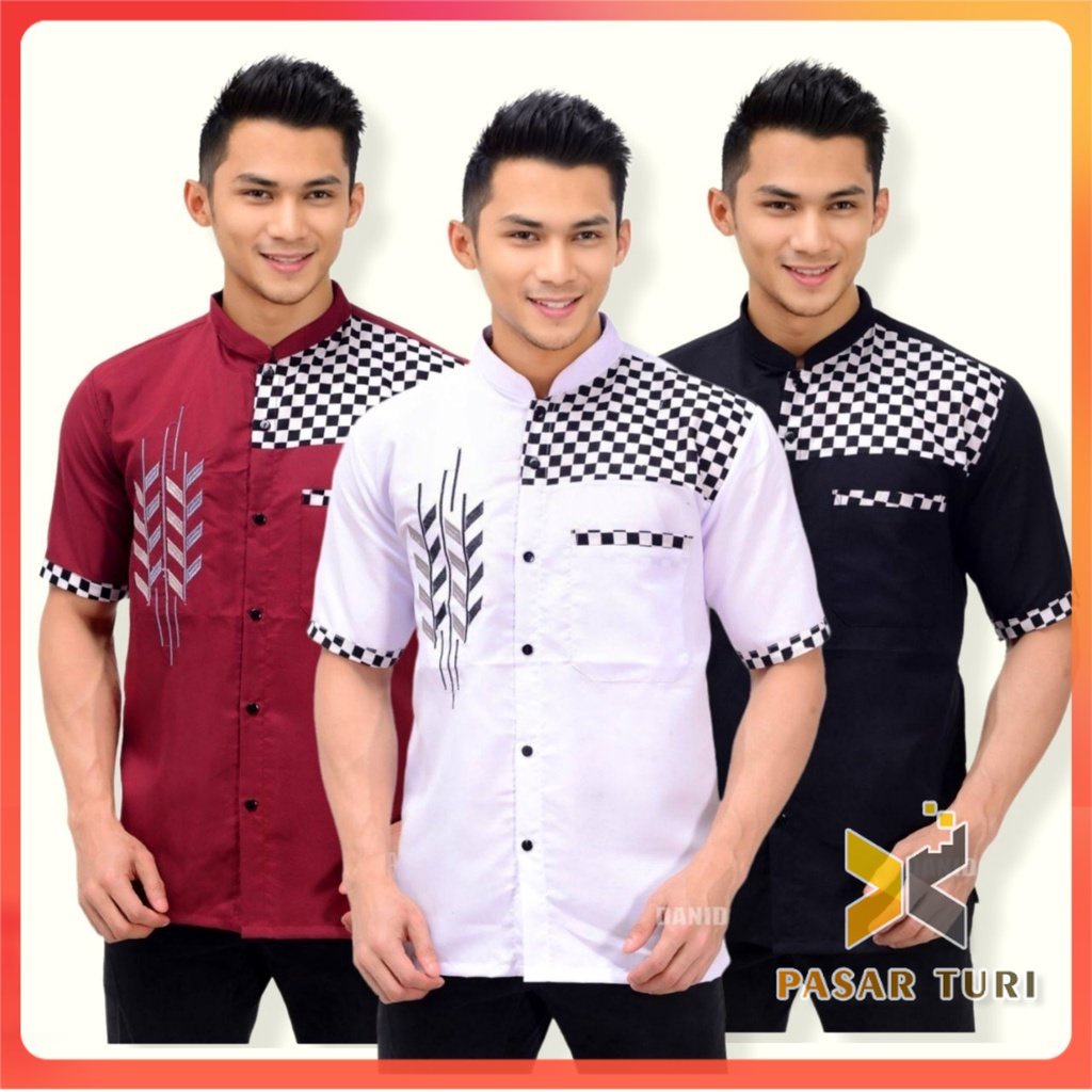 Baju Koko Kurta Lengan Pendek Baju Koko Fashion Muslim Pria Dewasa Terbaru