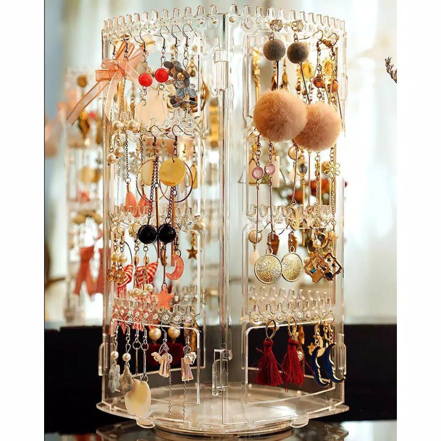 Rak Organizer Acrylic 360 putar / Rak Anting / Rak Accessories / Perhiasan Kalung