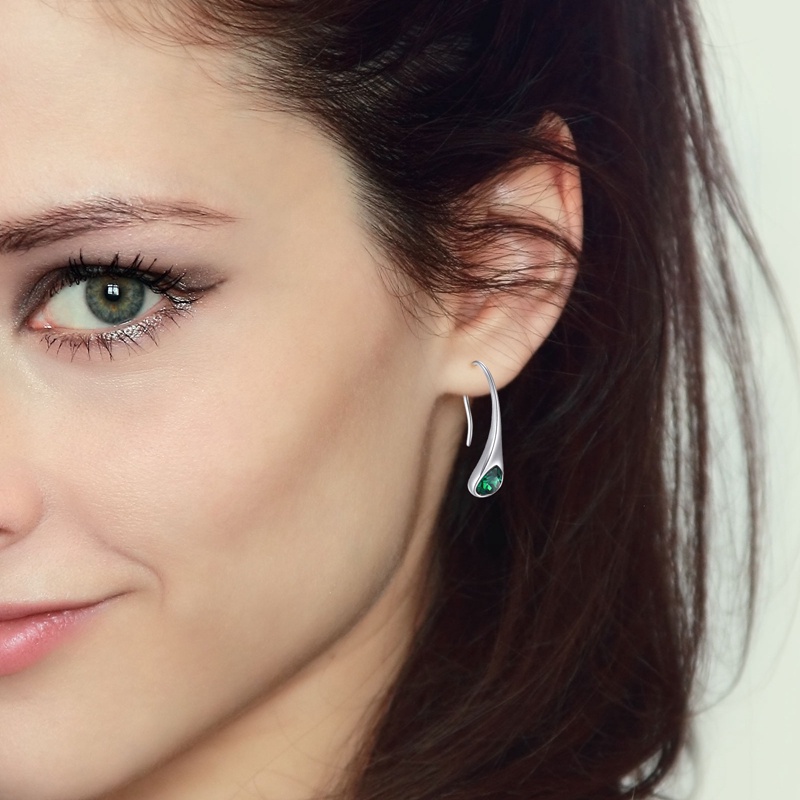 Anting Kait Silver 925 Hias Zircon Untuk Wanita