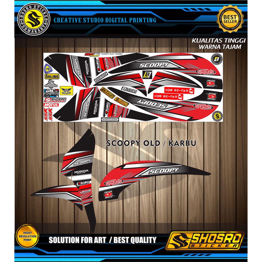 MOTIF VARIASI CUSTOM STIKER BUAT MOTOR HONDA MATIK SCOOPY LAMA / SCOOPY OLD /VARIASI LIS STRIPING SC