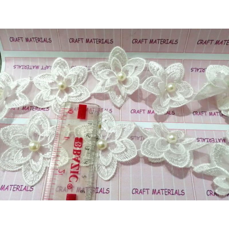 [PER METER] Renda bunga bordir tumpuk