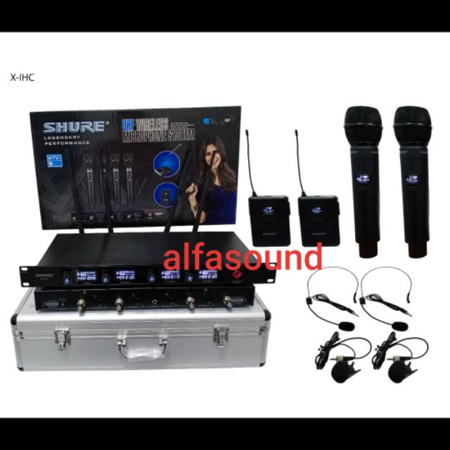 MIC WIRELESS SHURE X-IHC 4 MIC 2 PEGANG 2 JEPIT HEADSET SHURE XIHC