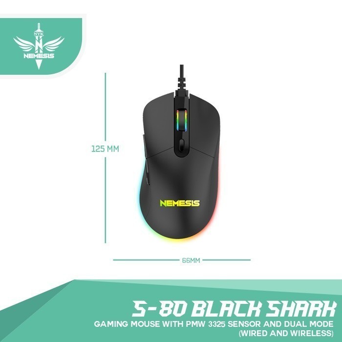 NYK S-80 / S80 / S 80 Blackshark Wireless Gaming Mouse Garansi Resmi