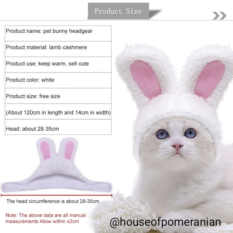 PET BUNNY HAT topi kelinci anjing kucing aksesoris kostum hewan lucu