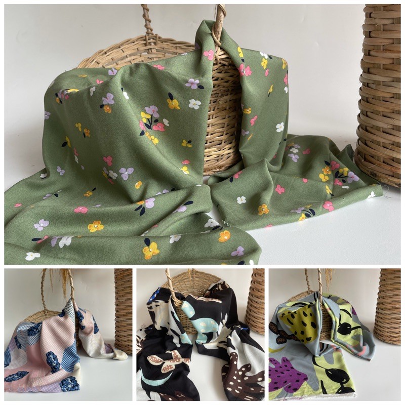 Kain Katun Rayon Viscose Motif Uniqlo