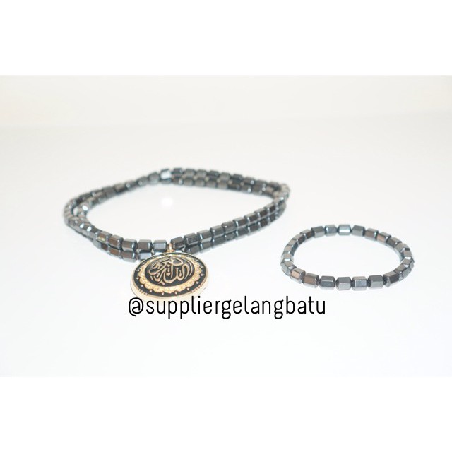 PROMO Kalung Ginsamyong Arab ALLAHU AKBAR TAKBIR Gold magnet KOREA kesehatan tourmaline bonus gelang