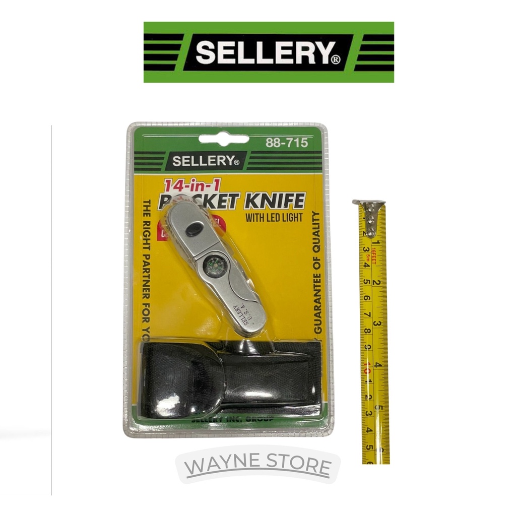 POCKET KNIFE 14 in 1 PISAU LIPAT MINI WITH LED LIGHT SELLERY 88-715