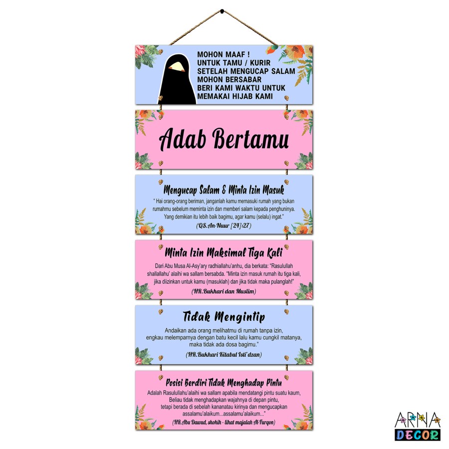 HIASAN DINDING Gantungan ADAB BERTAMU ISLAMI 6 Susun / HIASAN GANTUNG Islami / WALLDECOR Rumah