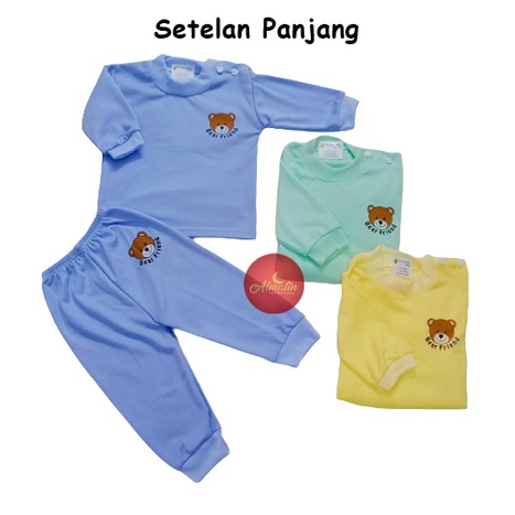 Setelan Baju Lengan Panjang / Kaos Kancing Pundak Anak / Baju Polos Anak