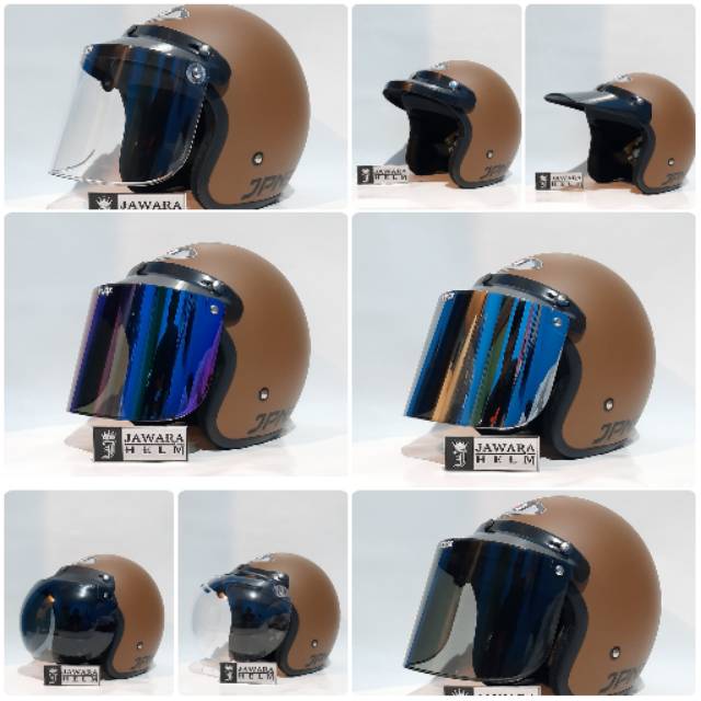 Jual Helm Bogo Jpn Arc Retro Coklat Doff Kaca Datar Flat Cembung Shopee Indonesia